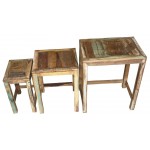 Set of Three Reclaimed Teak Nesting Tables