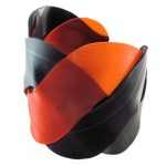 Black on Orange Vinyl Wave Bracelet