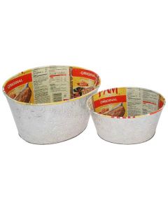 Set of Two Oval Tin Planters