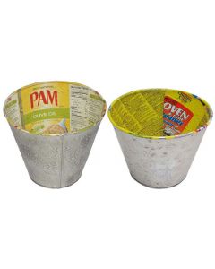 Set of 2 Round Tin Planters