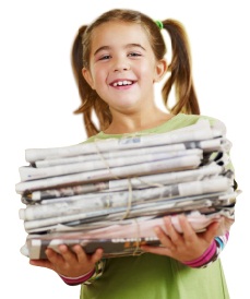 Girl Recycling Newspapers